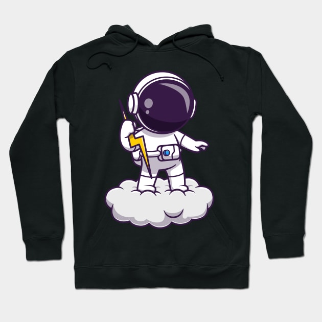 Astronaut Holding Thunder On Cloud Cartoon Hoodie by Catalyst Labs